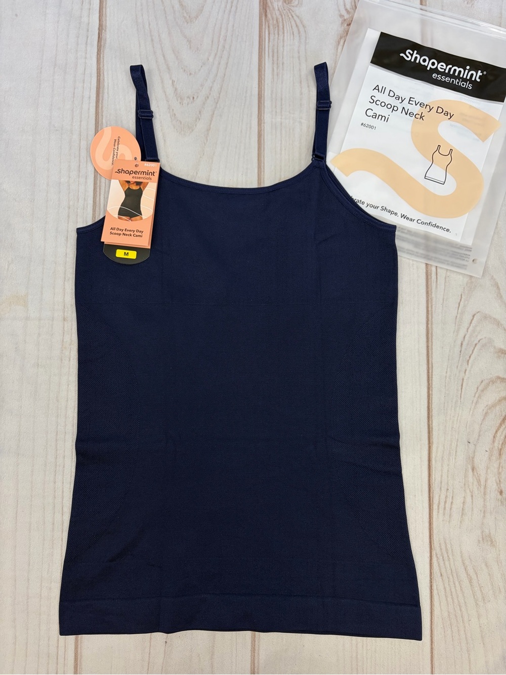 NWT Shapermint All Day Every Day Scoop Neck Cami Navy Sz M